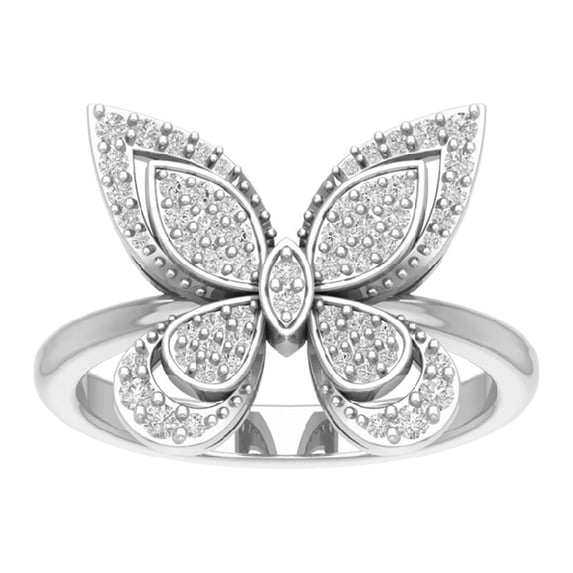 ARAIYA FINE JEWELRY 14K White Gold Lab Grown Diamond Butterfly Cluster Ring (1/3 cttw, D-F Color, VS Clarity), Size 6