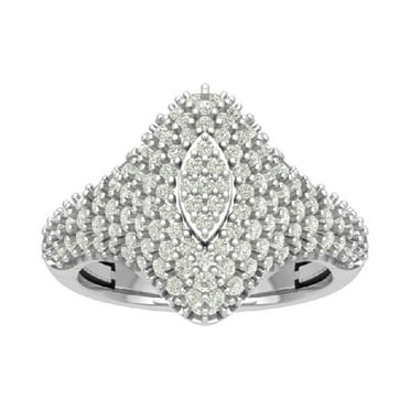 ARAIYA FINE JEWELRY 14K White Gold Lab Grown Diamond Cluster Band Ring (1 1/2 cttw, D-F Color, VS Clarity), Size 9
