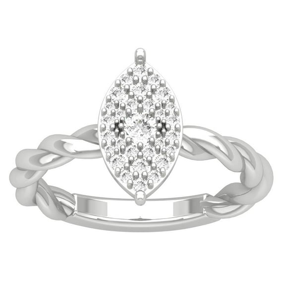 ARAIYA FINE JEWELRY 14K White Gold Lab Grown Diamond Cluster Band Ring (1/3 cttw, D-F Color, VS Clarity), Size 6.5