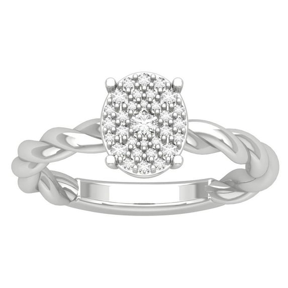 ARAIYA FINE JEWELRY 14K White Gold Lab Grown Diamond Cluster Band Ring (1/4 cttw, D-F Color, VS Clarity), Size 10