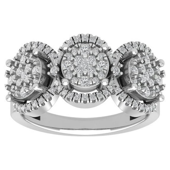 ARAIYA FINE JEWELRY 14K White Gold Lab Grown Diamond Cluster Band Ring (3/4 cttw, D-F Color, VS Clarity), Size 9