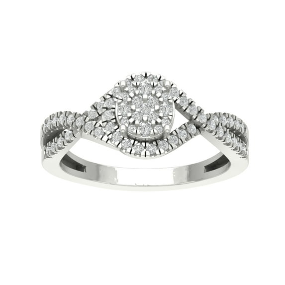 ARAIYA FINE JEWELRY 14K White Gold Lab Grown Diamond Cluster Band Ring (3/8 cttw, D-F Color, VS Clarity), Size 6.5