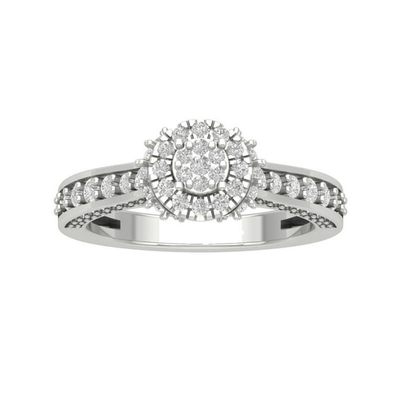 ARAIYA FINE JEWELRY 14K White Gold Lab Grown Diamond Cluster Halo Ring (7/8 cttw, D-F Color, VS Clarity), Size 7
