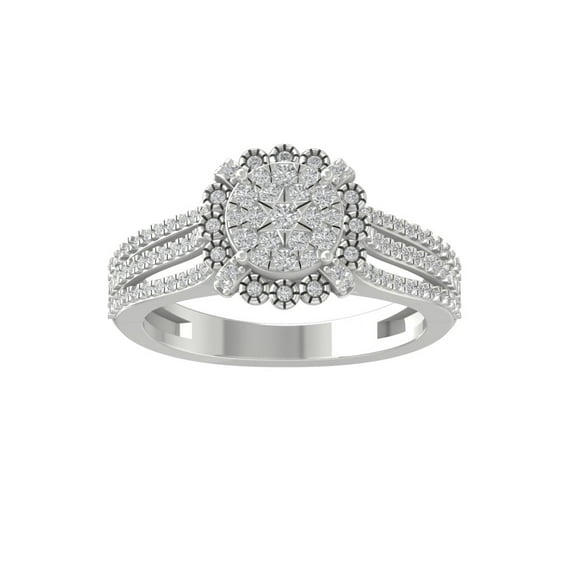ARAIYA FINE JEWELRY 14K White Gold Lab Grown Diamond Cluster Ring (1/2 cttw, D-F Color, VS1 Clarity) Size 7