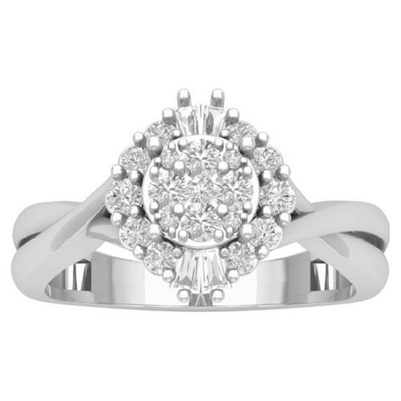 ARAIYA FINE JEWELRY 14K White Gold Lab Grown Diamond Cluster Round Ring (1/2 cttw, D-F Color, VS Clarity), Size 9.5