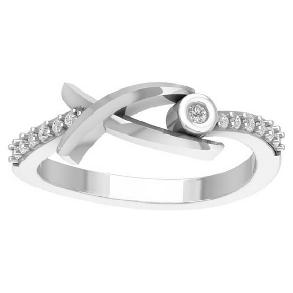 ARAIYA FINE JEWELRY 14K White Gold Lab Grown Diamond Criss Cross Band Ring (1/6 cttw, D-F Color, VS Clarity), Size 9