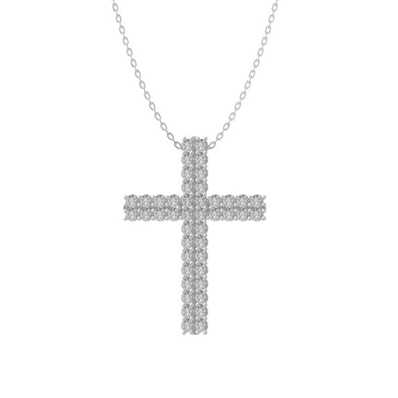 ARAIYA FINE JEWELRY 14K White Gold Lab Grown Diamond Cross Pendant with Gold Plated Silver Cable Chain Necklace (1 cttw, D-F Color, VS Clarity) 18"