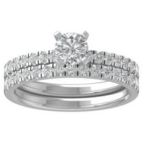 ARAIYA FINE JEWELRY 14K White Gold Lab Grown Diamond Engagement Ring (3/4 cttw, D-F Color, VS Clarity) Size 7.5