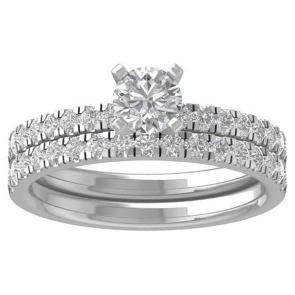 ARAIYA FINE JEWELRY 14K White Gold Lab Grown Diamond Engagement Ring (3/4 cttw, D-F Color, VS Clarity) Size 7.5