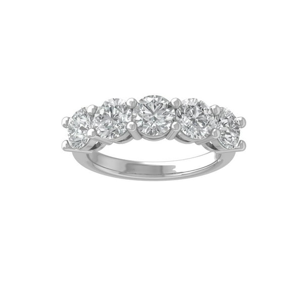 ARAIYA FINE JEWELRY 14K White Gold Lab Grown Diamond Five-Stone Wedding Band Ring (1 cttw, D-E Color, VS Clarity) Size 6.5