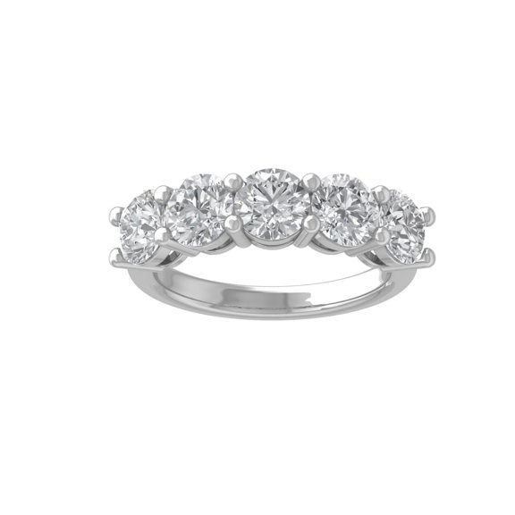 ARAIYA FINE JEWELRY 14K White Gold Lab Grown Diamond Five-Stone Wedding Band Ring (5 cttw, D-E Color, VS Clarity) Size 5