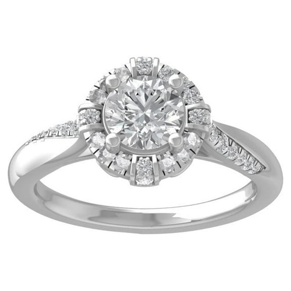 ARAIYA FINE JEWELRY 14K White Gold Lab Grown Diamond Halo Engagement Ring (1 1/2 cttw, D-F Color, VS Clarity) Size 9