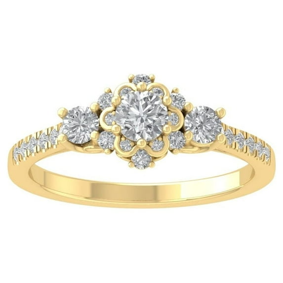 ARAIYA FINE JEWELRY 14K White Gold Lab Grown Diamond Halo Engagement Ring (5/8 cttw, D-F Color, VS Clarity) Size 8.5