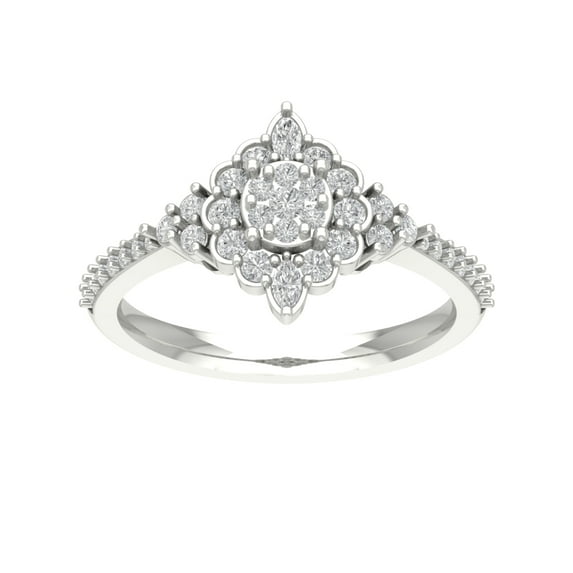 ARAIYA FINE JEWELRY 14K White Gold Lab Grown Diamond Halo Flower Shape Ring (5/8 cttw, D-F Color, VS Clarity), Size 7.5