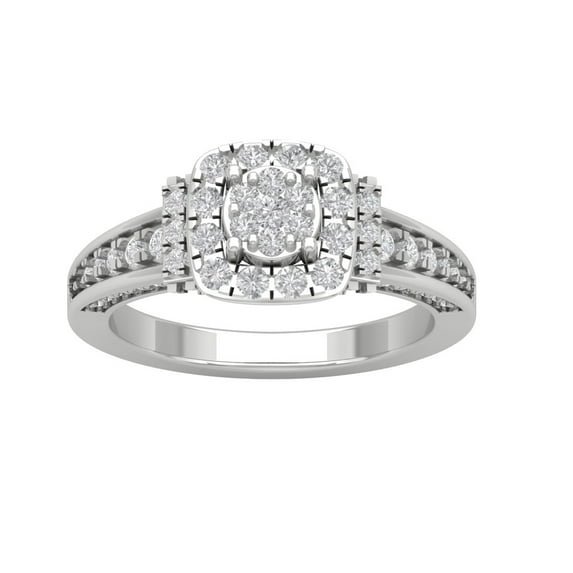 ARAIYA FINE JEWELRY 14K White Gold Lab Grown Diamond Halo Ring (1 cttw, D-F Color, VS Clarity), Size 5.5