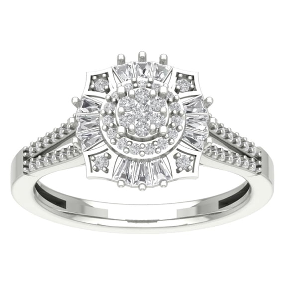 ARAIYA FINE JEWELRY 14K White Gold Lab Grown Diamond Halo Ring (5/8 cttw, D-F Color, VS Clarity), Size 9.5