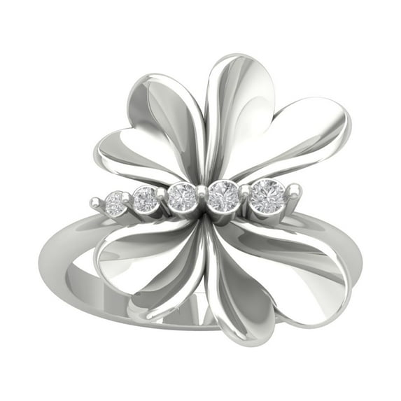 ARAIYA FINE JEWELRY 14K White Gold Lab Grown Diamond Heart Flower Shape Ring (1/6 cttw, D-F Color, VS Clarity), Size 6.5