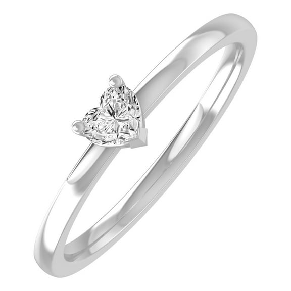 ARAIYA FINE JEWELRY 14K White Gold Lab Grown Diamond Heart Ring (1/7 cttw, D-F Color, VS1 Clarity) Size 5.5