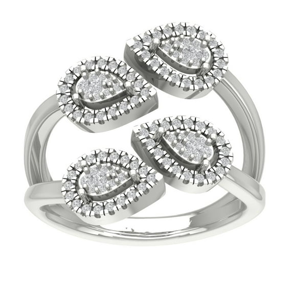 ARAIYA FINE JEWELRY 14K White Gold Lab Grown Diamond Pear Shaped Band Ring (1/2 cttw, D-F Color, VS Clarity), Size 5.5
