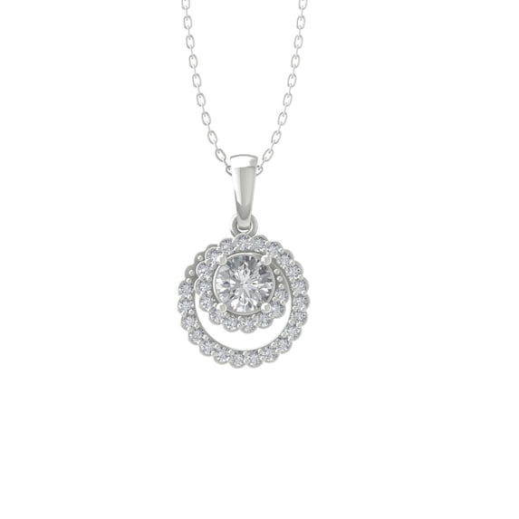 ARAIYA FINE JEWELRY 14K White Gold Lab Grown Diamond Solitaire Pendant Silver Cable Chain Necklace (1/2 cttw, D-F Color, VS Clarity) 18"