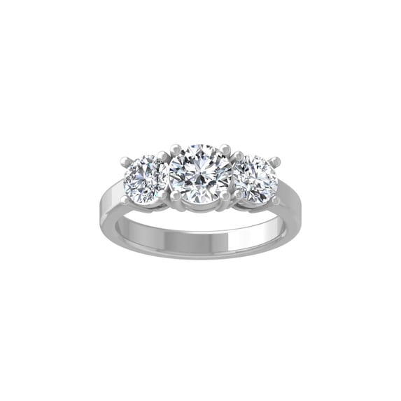 ARAIYA FINE JEWELRY 14K White Gold Lab Grown Diamond Three-Stone Wedding Band Ring (1 1/2 cttw, D-E Color, VS Clarity) Size 7.5