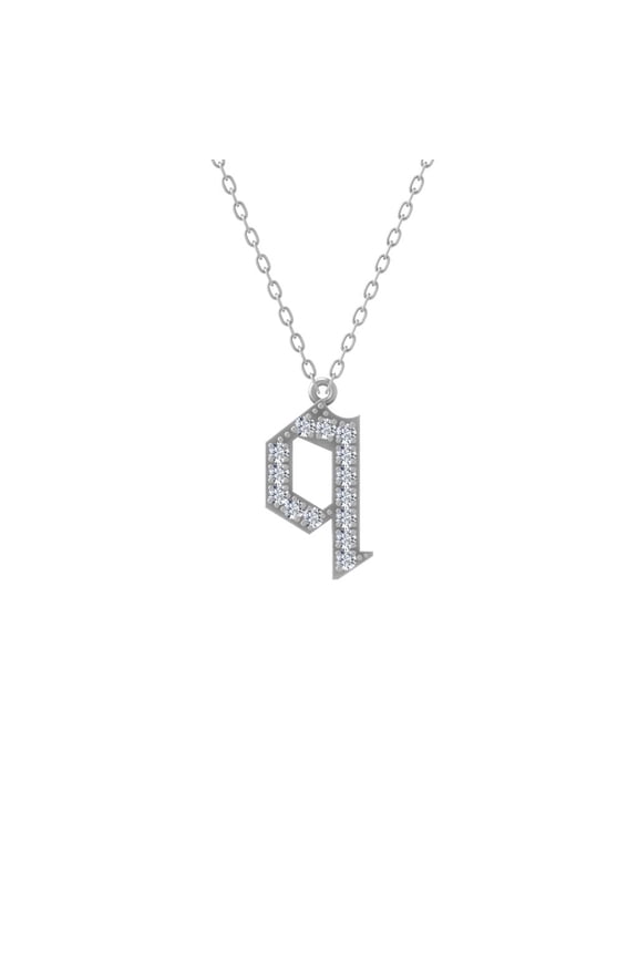 FINE JEWELRY 14K White Gold Lab Grown Diamond letter " q " Initial Pendant Silver Cable Chain Necklace (1/5 cttw, D-F Color, VS Clarity) 18 "