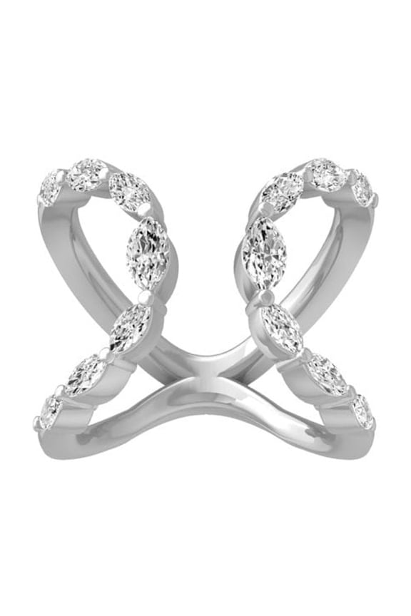FINE JEWELRY 14K White Gold Marquise Diamond Fashion Anniversary Band Ring(1 cttw, I-J Color, I1 Clarity) Size 9.5