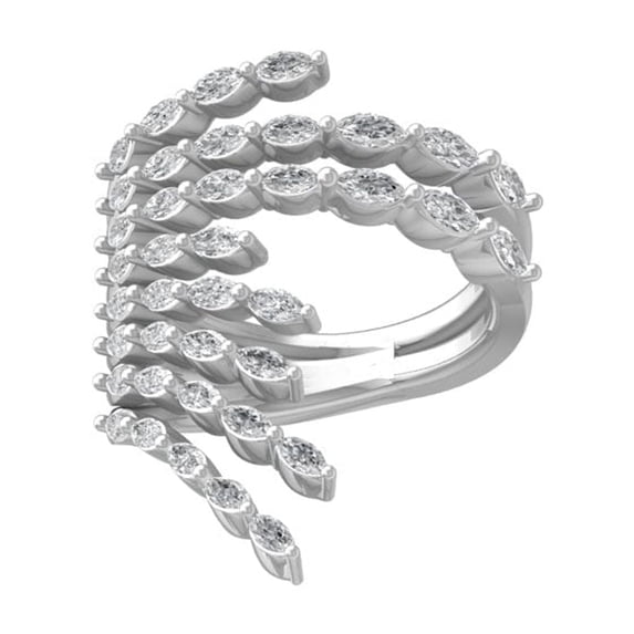 ARAIYA FINE JEWELRY 14K White Gold Marquise-shape Diamond Fashion Band Ring (1 3/4 cttw, I-J Color, I2-I3 Clarity) Size 5