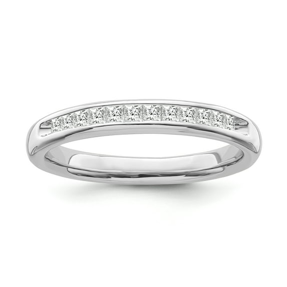 ARAIYA FINE JEWELRY 14K White Gold Princess Diamond Band Ring (1/3 cttw, I-J Color, I1-I2 Clarity), Size 6.5