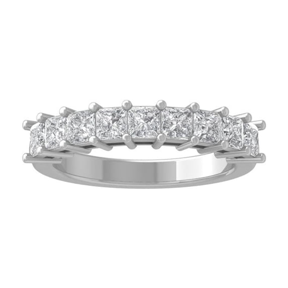 ARAIYA FINE JEWELRY 14K White Gold Princess-shape Diamond Wedding Band Ring (1 1/2 cttw, I-J Color, I2-I3 Clarity), Size 10