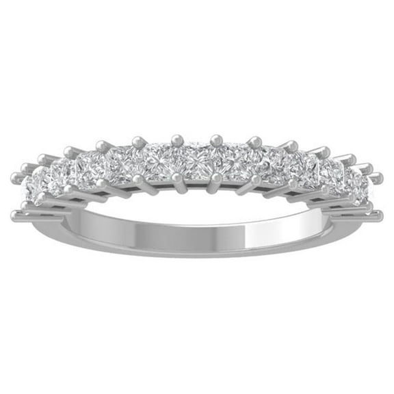 ARAIYA FINE JEWELRY 14K White Gold Princess-shape Diamond Wedding Band Ring (1 1/2 cttw, I-J Color, I2-I3 Clarity) Size 5