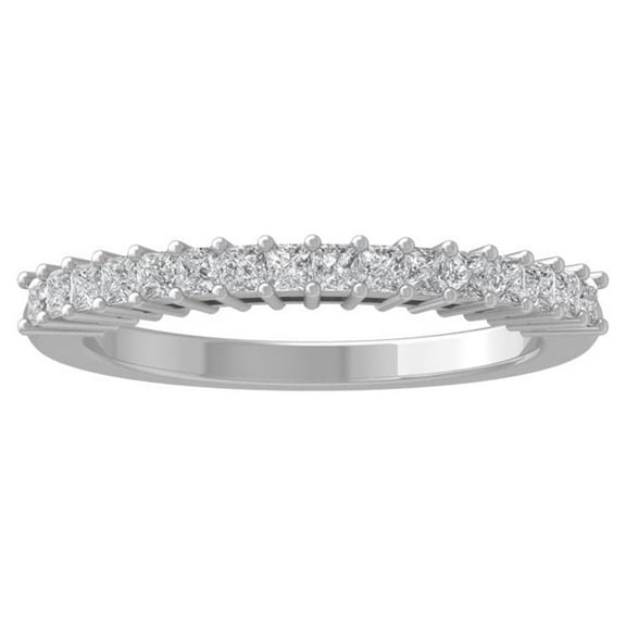 ARAIYA FINE JEWELRY 14K White Gold Princess-shape Diamond Wedding Band Ring (1/2 cttw, I-J Color, I2-I3 Clarity) Size 5