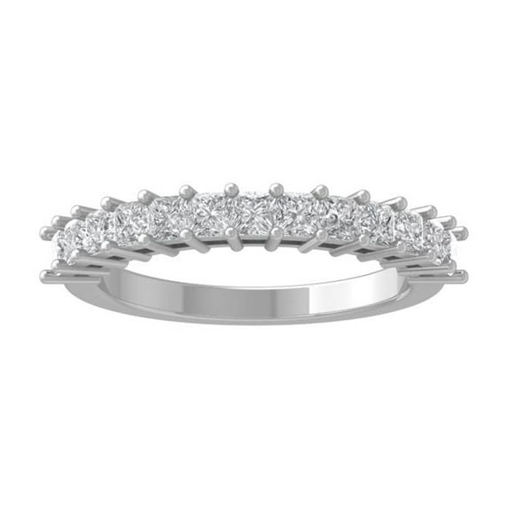 ARAIYA FINE JEWELRY 14K White Gold Princess-shape Diamond Wedding Band Ring (1 cttw, I-J Color, I2-I3 Clarity), Size 5.5