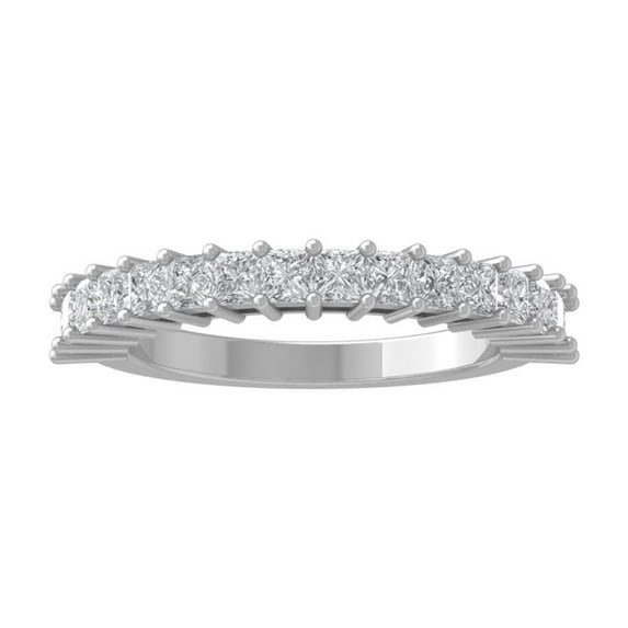 Araiya Fine Jewelry 14K White Gold Princess-shape Diamond Wedding Band Ring (1 cttw, I-J Color, I2-I3 Clarity), Size 7.5