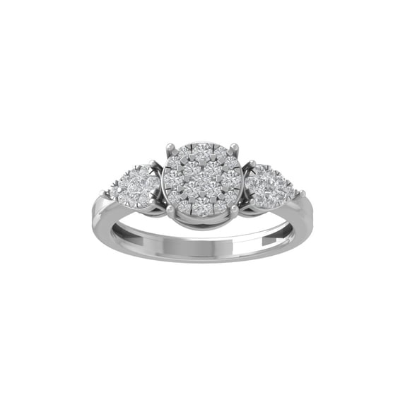 ARAIYA FINE JEWELRY 14K White Gold Round Cluster Diamond Engagement Ring (1/2 cttw, I-J Color, I2-I3 Clarity), Size 10