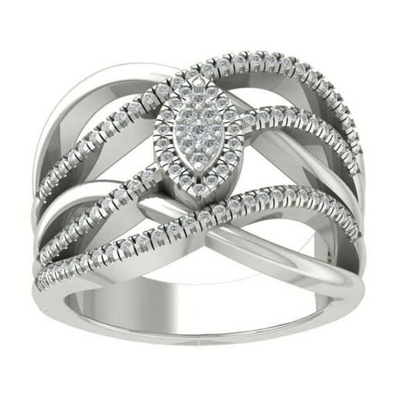 ARAIYA FINE JEWELRY 14K White Gold Round Cluster Diamond Engagement Ring (1/2 cttw, I2-I3 Clarity, I-J Color) Size 7