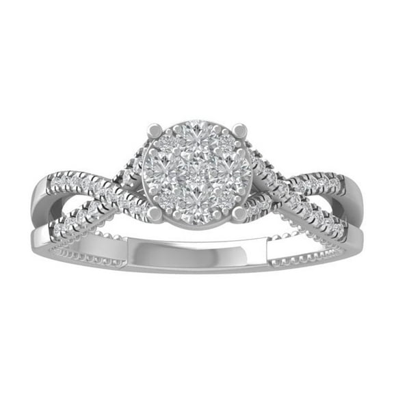 ARAIYA FINE JEWELRY 14K White Gold Round Cluster Diamond Engagement Ring (1/2 cttw, I2-I3 Clarity, I-J Color) Size 8.5