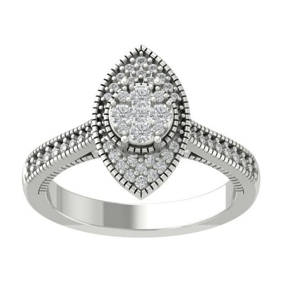 ARAIYA FINE JEWELRY 14K White Gold Round Cluster Diamond Engagement Ring (1/2 cttw, I2-I3 Clarity, I-J Color) Size 8