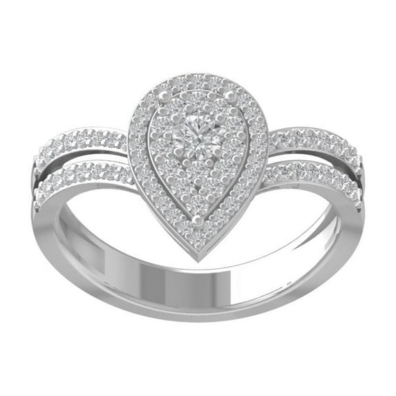 ARAIYA FINE JEWELRY 14K White Gold Round Cluster Diamond Engagement Ring (1/2 cttw, I2-I3 Clarity, I-J Color) Size 8