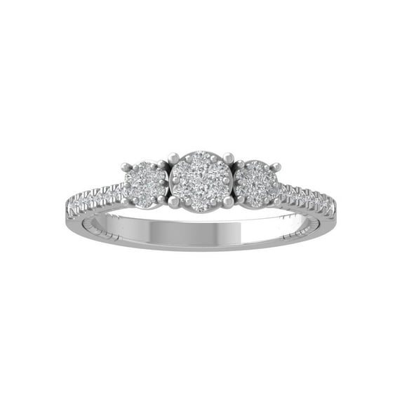 ARAIYA FINE JEWELRY 14K White Gold Round Cluster Diamond Engagement Ring (1/3 cttw, I-J Color, I2-I3 Clarity), Size 5