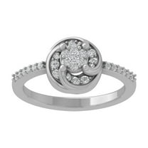 ARAIYA FINE JEWELRY 14K White Gold Round Cluster Diamond Engagement Ring (1/3 cttw, I-J Color, I2-I3 Clarity), Size 7.5