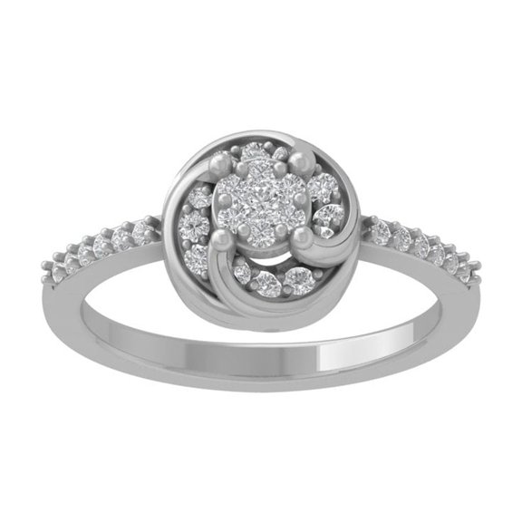 ARAIYA FINE JEWELRY 14K White Gold Round Cluster Diamond Engagement Ring (1/3 cttw, I-J Color, I2-I3 Clarity), Size 7.5