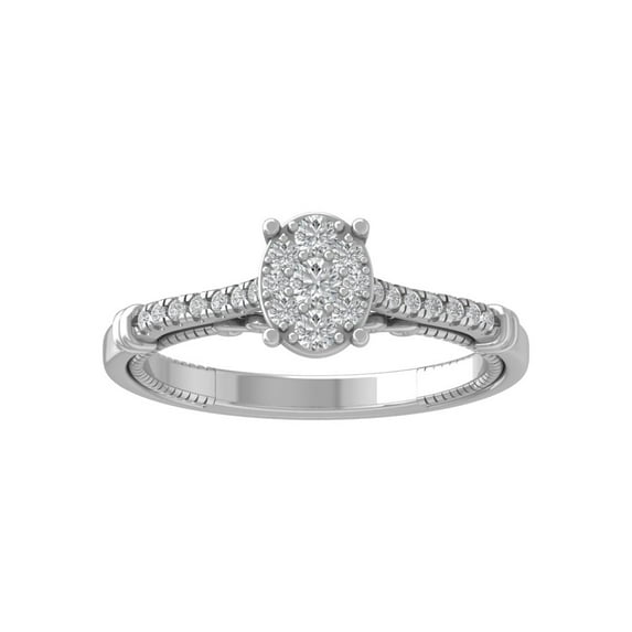 ARAIYA FINE JEWELRY 14K White Gold Round Cluster Diamond Engagement Ring (1/3 cttw, I-J Color, I2-I3 Clarity), Size 9.5