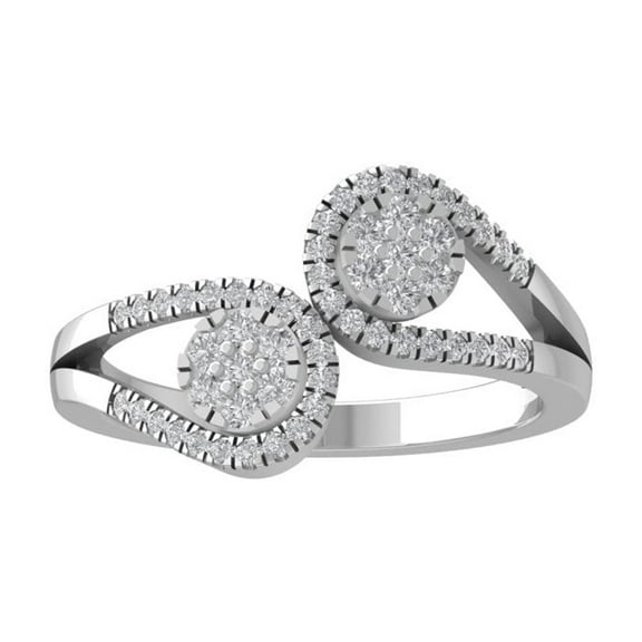 ARAIYA FINE JEWELRY 14K White Gold Round Cluster Diamond Engagement Ring (1/3 cttw, I2-I3 Clarity, I-J Color) Size 5.5