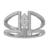 ARAIYA FINE JEWELRY 14K White Gold Round Cluster Diamond Engagement Ring (1/3 cttw, I2-I3 Clarity, I-J Color) Size 9.5