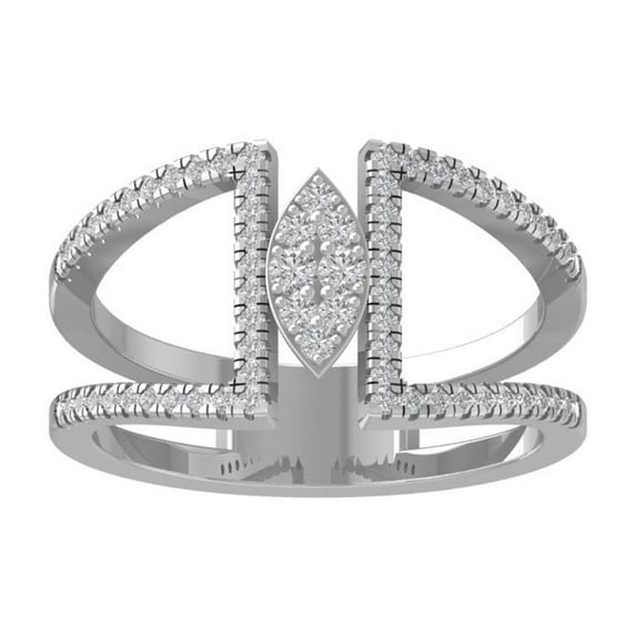 ARAIYA FINE JEWELRY 14K White Gold Round Cluster Diamond Engagement Ring (1/3 cttw, I2-I3 Clarity, I-J Color) Size 9