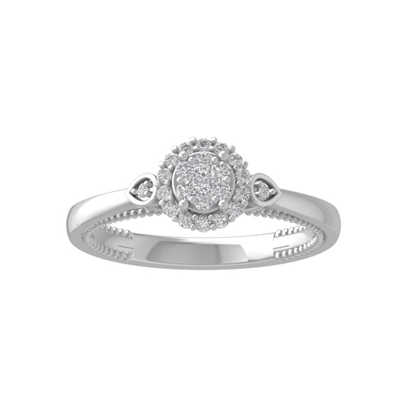 ARAIYA FINE JEWELRY 14K White Gold Round Cluster Diamond Engagement Ring (1/4 cttw, I-J Color, I2-I3 Clarity), Size 10