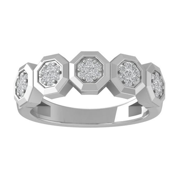 ARAIYA FINE JEWELRY 14K White Gold Round Cluster Diamond Engagement Ring (1/4 cttw, I-J Color, I2-I3 Clarity), Size 8