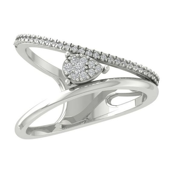 ARAIYA FINE JEWELRY 14K White Gold Round Cluster Diamond Engagement Ring (1/5 cttw, I2-I3 Clarity, I-J Color) Size 10