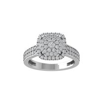 ARAIYA FINE JEWELRY 14K White Gold Round Cluster Diamond Engagement Ring (3/4 cttw, I-J Color, I2-I3 Clarity), Size 10